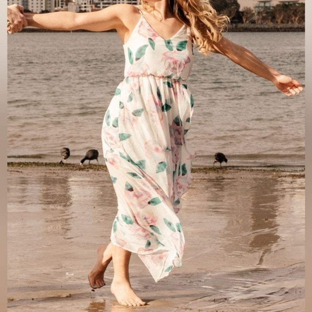 Sienna Sky White and Pink Floral Dress Size S